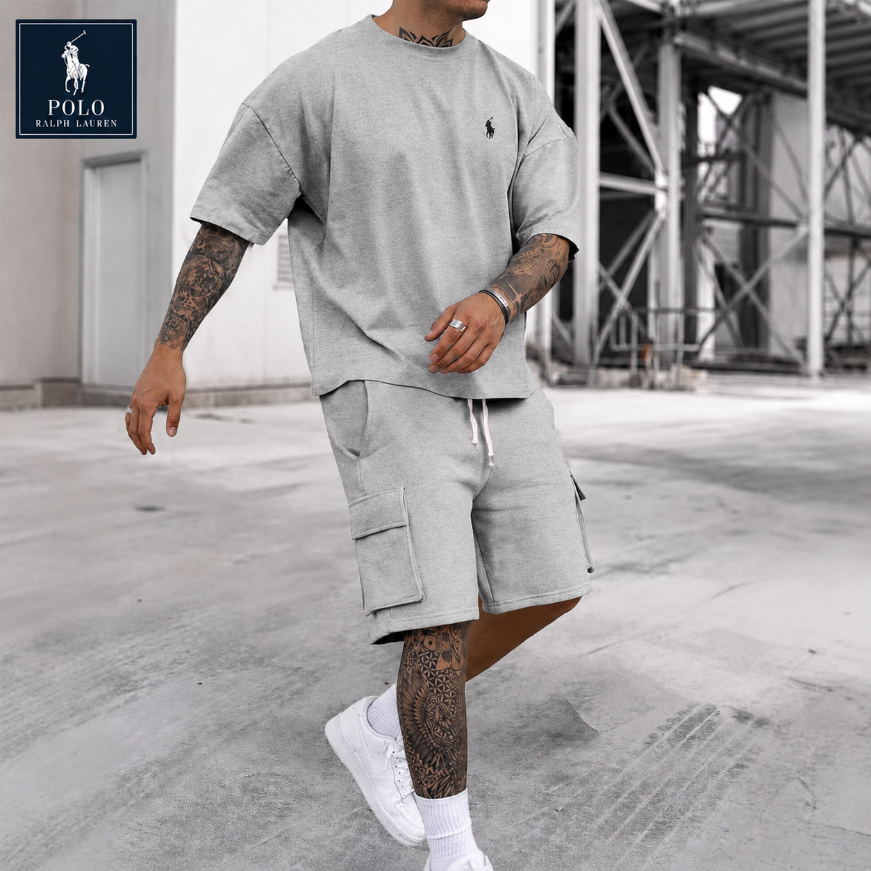 Men’s Relaxed-Fit Cotton T-Shirt & Cargo Shorts Set