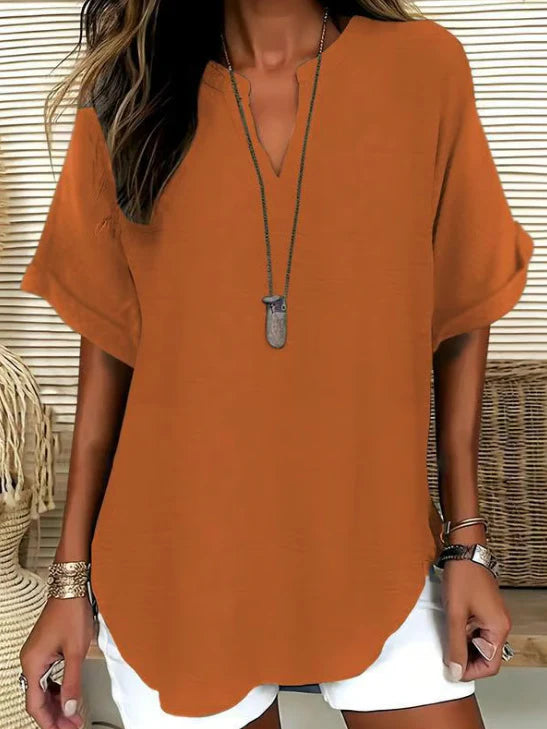 🌸Spring Sale 50% OFF👕Fashion Loose Solid Color Short Sleeve Top