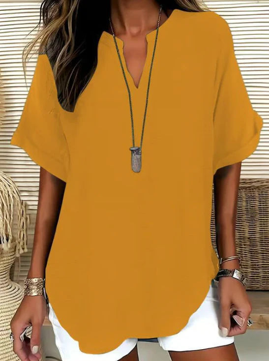 🌸Spring Sale 50% OFF👕Fashion Loose Solid Color Short Sleeve Top