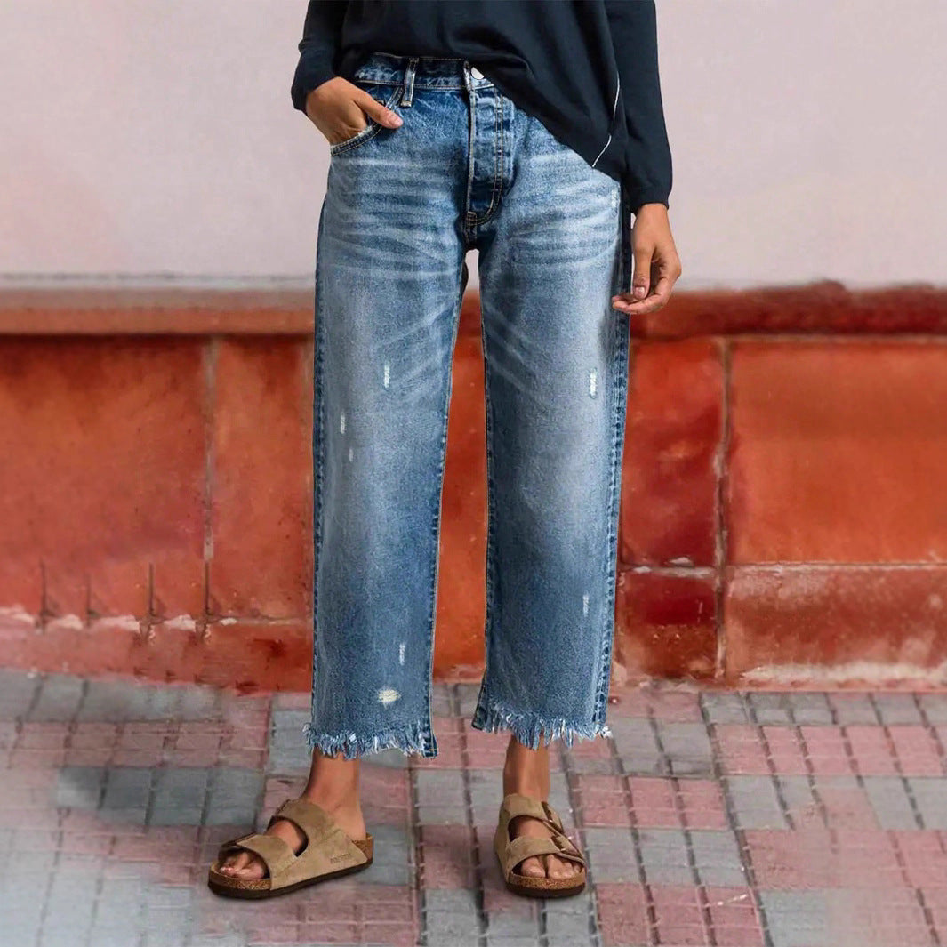Retro Cropped Straight Jeans