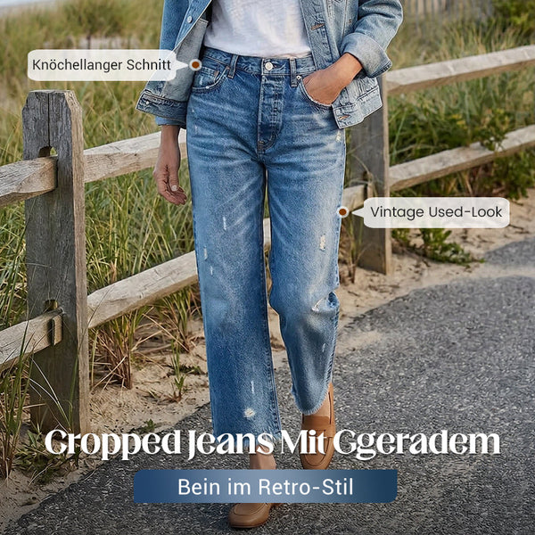 Retro Cropped Straight Denim Jeans
