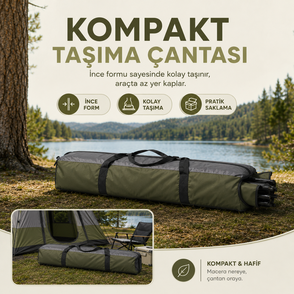 Compact carry bag for the Kampora automatic camping tent